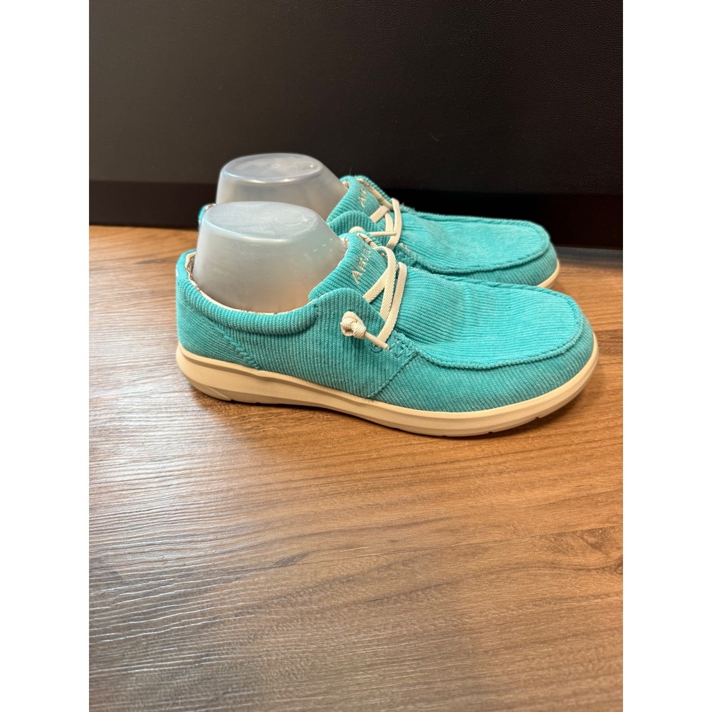 Ariat Hilo Turquoise Blue Corduroy Loafers Moc Toe Slip On Shoes Womens Size 10B - Picture 6 of 13